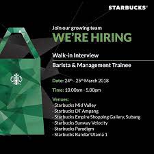 Careers & jobs available at starbucks, updated for 2021. Starbucks Malaysia On Twitter Careeratstarbucksmy Here S Your Chance To Be A Starbucks Partner And Grow Your Career Walk In Interviews Will Be Happening This Saturday And Sunday So Come On Down To Find