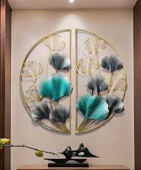 Chinese 3d Wrought Iron Ginkgo Leaf Wall Hanging Ornaments Home Livingroom Wall Mural Crafts Hotel Club Wall Sticker Decoration Retro Wall Decor Sticker Decor Metal Wall Art