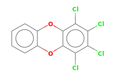 Les dioxines sont une famille de molécules organochlorées, hétérocycliques et aromatiques ayant deux atomes d'oxygène dans un cycle. Dibenzo B E 1 4 Dioxin 1 2 3 4 Tetrachloro