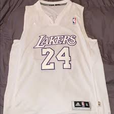 Get the best deals on lakers jerseys. Adidas Shirts La Lakers Kobe Bryant Rare White And Purple Jersey Poshmark