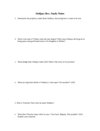 Oedipus Rex Unit 2 Page Study Guide For Part I Of Sophocles Tragedy