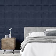 Realistic wood design wallpaper for your living room, bedroom, hall, kitchen or bathroom. Arthouse Washed Rustic Wood Panel 3d Effect Navy Wallpaper 909601