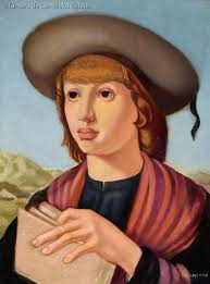 Tamara de Lempicka, Young man with a book (Jeune homme au livre), 1954, Oil 