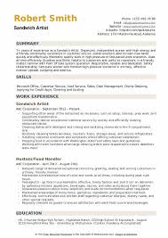 Sandwich Artist Resume Samples Qwikresume