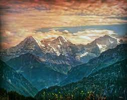 When The Sun Says Good Bye To The Mountains By Hanny Heim Mountain Artwork Beach Painting Nature Photography