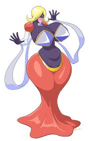 jacques00, jynx, creatures (company), game freak, nintendo, pokemon,  absurdres, highres, 1girl, blonde hair, breasts, cleavage, colored skin,  eyeshadow, female focus, gen 1 pokemon, gigantic breasts, lips, looking at  viewer, makeup, pokemon (creature),