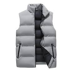 Penkiiy Vest for Men Fashion Men Solid Stand Collar Sleeveless Cardigan  Jacket Outerwear Padded Coat Gray 2XL(12) Vest - Walmart.ca