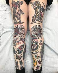 Tattoo By Joshuamarkstattoos Traditional Traditionaltattoo Traditionalartist Oldta Voodoo Doll Tattoo Traditional Knee Cap Tattoo Doll Tattoo