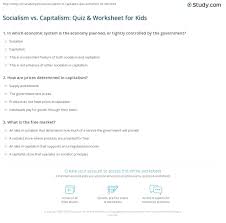 Socialism Vs Capitalism Quiz Worksheet For Kids Study Com