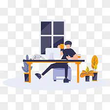 Flat Cartoon Illustration Man Doing Working At Office Home Office Clipart Flat Work Png And Vector With Transparent Background For Free Download Cartoon Illustration Office Clipart Illustration