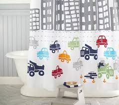 Pottery Barn Kids Transportation Shower Curtain New Cars Trucks Bath Room Boys Boys Shower Curtain Boys Bathroom Decor Kid Bathroom Decor