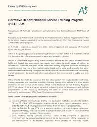 Narrative Report National Service Training Program Nstp Act Phdessay Com