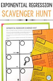 Exponential Regression Scavenger Hunt Activity Algebra Worksheets Exponential Algebra Resources