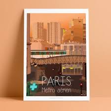 Paris Metro Aerien Ratp Poster Deco Minimalist Vintage Art Eric Garence Love Galery Roger Broders French Riviera Cote D Az Affiche Retro Affiche Metro Parisien