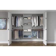 Closet Evolution Essential Plus 60 In W 96 In W White Wood Closet System Wh17 The Home Depot In 2020 Closet System Wood Closet Systems Wood Closets