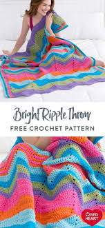 Red heart country floral throw crochet pattern. Bright Ripple Throw Free Crochet Pattern In Red Heart With Love Yarn Add Warmth And Style To Your S Crochet Ripple Pattern Crochet Ripple Crochet Knit Blanket