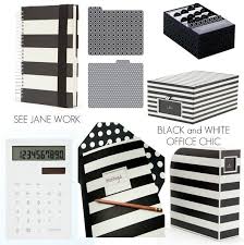 Black And White Office Supplies The Decorista Domestic Bliss Office Space Of The Day Black And White Is Oh So Right Cubicle Decor Office Stylish Office Supplies Home Office Space