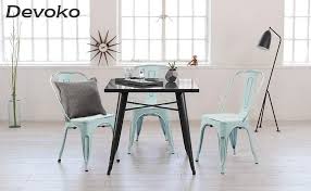 Check spelling or type a new query. Devoko Metal Indoor Outdoor Chairs Distressed Style Kitchen Dining Chairs Stackable Side Chairs With Back Set Of 4 Blue Newegg Com