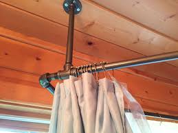 Used Black Iron Piping To Create A Shower Curtain Rod That Surrounds Our Corner Jetted Tub Rustic Shower Curtains Shower Curtain Rods Diy Shower Curtain