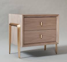 Matte Light Grey Tulip Cabinethand Cast Solid Satin Bronze Base And Pullstwo Drawerscafe Oak Interior Furniture Bedside Table Luxury Furniture