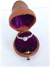Antique 1800s Ring Box Leather Horseshoe Shaped Jewellery Case Engagement Wedding Ring Box Victorian Era Purple Velvet And Silk Interior Antique Ring Box Jewelry Ring Box Leather Ring