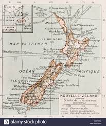 Die typische tour über die nordinsel neuseelands geht von auckland mit einem abstecher nach norden los. Alte Karte Von Neuseeland Stockfotografie Alamy