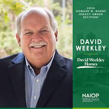 Congratulations to David Weekley, recipient of the Howard W. Horne Legacy  Award. It was a great honor to present David Weekley with this award at our  luncheon yesterday. Like Howard Horne, David