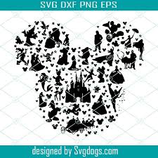 Download Mickey Mouse Silhouette Svg Mickey Head Filled With Characters Disney Characters Disney Svg Svg Files For Cricut Svgdogs