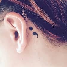 With the 5 points, or perhaps you want even more points and to come up with your very own variation of the star, it is an easy and applicable piece to fit in small places such as behind the ear. Small Semicolon Tattoo Behind Ear
