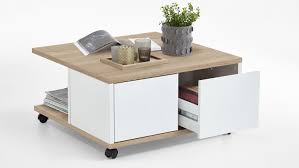 Eine selbstabholung in unserem geschäft in goslar ist montags bis freitags zwischen 10:00 und 16:30 uhr möglich.bitte kontaktieren sie uns hierzu mindestens 2 tage vor der abholung, damit ihr möbelstück bereitgestellt werden kann. Couchtisch Twin Wohnzimmertisch Auf Rollen Eiche Weiss Edelglanz