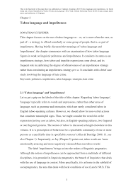 Pdf Taboo Language And Impoliteness