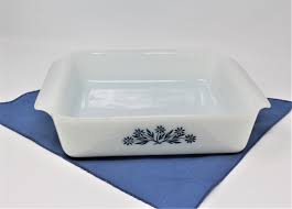 It is a white mug with a plastic vintage fire king loaf ovenware fire king midcentury | etsy. Casserole Dish Fire King 435 Blue Cornflower 1 Square Ovenware By Anchor Hocking Antigo Trunk