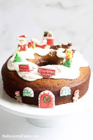 Because it's a bundt cake, there's not preparing layers, no spreading. Gingerbread Bundt Cake With Icing Decorated For Christmas