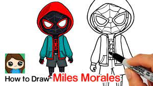 Miles morales vole dans le ciel. How To Draw Miles Morales Spider Man Into The Spider Verse Youtube