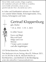 Find the latest tracks, albums, and images from kloppenburg. Traueranzeigen Von Gertrud Kloppenburg Www Westfalen Blatt De