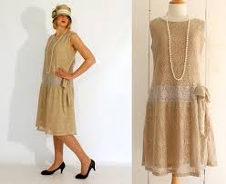 Flapper Dress Great Gatsby Dress Old Gold 1920s Dress Charleston Drop Waist Dress Summer Party 20s Brid Roaring 20s Dresses Dropwaist Dress Pretty Dresses