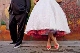 The Secret Rainbow Wedding Gown Colored Tulle Saphire Event Group Red Wedding Dresses Tea Length Wedding Dress Retro Wedding