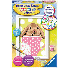Malen nach zahlen classic tiermotiv, komplettset mit bedruckter malvorlage im a4 format, katze, 12 acrylfarben, malset für kinder ab 8 jahre, zwei kätzchen, pinsel, mammut 110006. Malen Nach Zahlen 8 5x12 Cm Mit Farbigen Motivlinien Hase Susses Schlappohr Ravensburger Mytoys