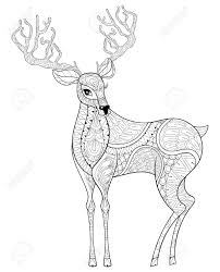Added this item includes single zip archive with: Vector Christmas Reindeer Horned Elk For Adult Antistress Coloring Royalty Free Cliparts Vectors And Stock Illustration Image 64962394