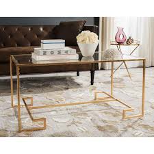 Anwen light oak glass coffee table. Safavieh Burton 42 In Antique Gold Large Rectangle Glass Coffee Table Fox2582a The Home Depot