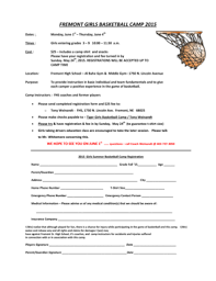Fillable Online Fpsweb Fremont Girls Basketball Camp 2008