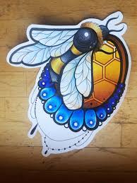 Bee Honey Neo Traditional New Traditional Tattoo Design Bright Tattoos Art Tattoo Traditional Tattoo Design