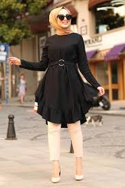 Nayla Collection Firfirli Siyah Tesettur Tunik 3596s Mutevazi Moda Basortusu Modasi Kiyafet