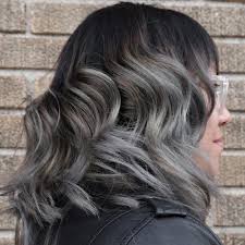 With only a splash of black, the silvery grey locks extend to the lower back. Shoulder Length Black To Grey Ombre Hair Novocom Top