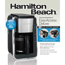 Program the hamilton beach coffee maker with the time you want to start brewing, fill with. Frontfill Deluxe 12 Cup Programmable Coffee Maker Black Stainless 46320 Hamiltonbeach Com