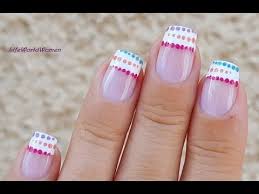Lovely purple nail art with french tips. French Manicure Designs 18 White Nail Tips With Colorful Dots Youtube