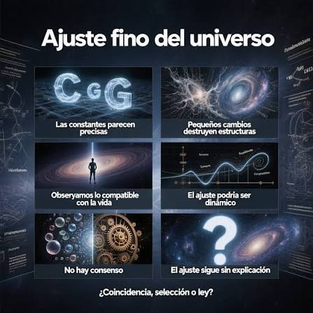 La - ¿EL UNIVERSO ESTÁ FINAMENTE AJUSTADO… O NO? Muchas constantes fundamentales del universo parecen tener valores extraordinariamente precisos. Si fueran ligeramente distintos, no existirían átomos estables, estrellas o química compleja. Esto
