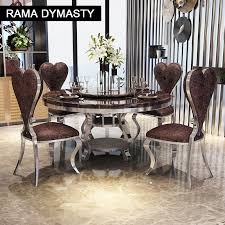 Get free shipping on qualified dining room sets or buy online pick up in store today in the furniture department. Rama Dymasty Stainless Steel Dining Room Set Home Furniture Modern Marble Dining Table And 6 Chairs Round Dining Table Dining Tables Aliexpress