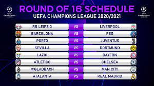 The 2020/21 champions league group stages threatened quite a few shocks, particularly the prospect of real madrid finishing fourth in their group, but at the competition's halfway mark all the traditional big guns have made it through. Match Schedule Uefa Champions League 2020 21 Round Of 16 Jungsa Football Youtube