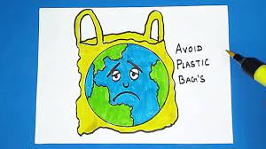 How To Draw Avoid Plastic Bags Save Earth Poster Drawing For Kids Youtube